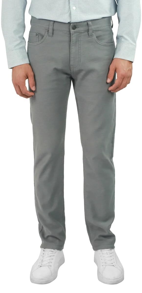 Jachs New York Men's Straight Stretch 5 Pocket Twill Pant (US, Waist Inseam, 30, 30, Regular, Regular, Gray)