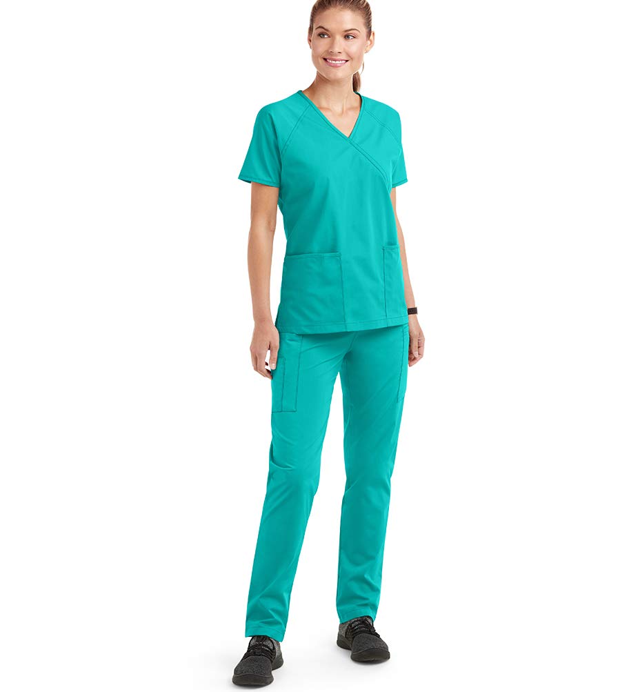 Strictly Scrubs Women’s Classic Scrub Set – Includes Mock Wrap Top and Pant (Medium, Turquoise)