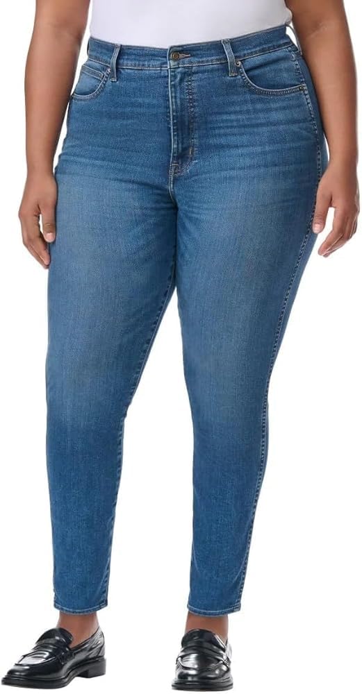 KIRKLAND Signature Women's High-Rise Skinny Jeans (US, Numeric, 14, Regular, Regular, Blue)