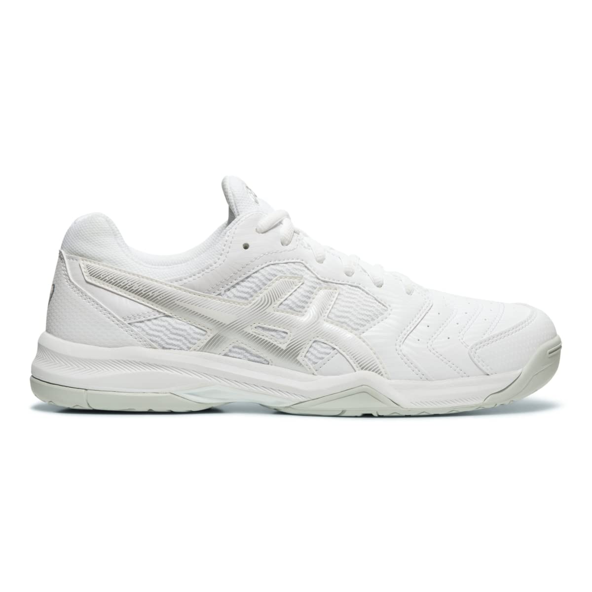 ASICS Gel Dedicate 6 Mens Tennis Shoe - White/Silver - Size 6.5