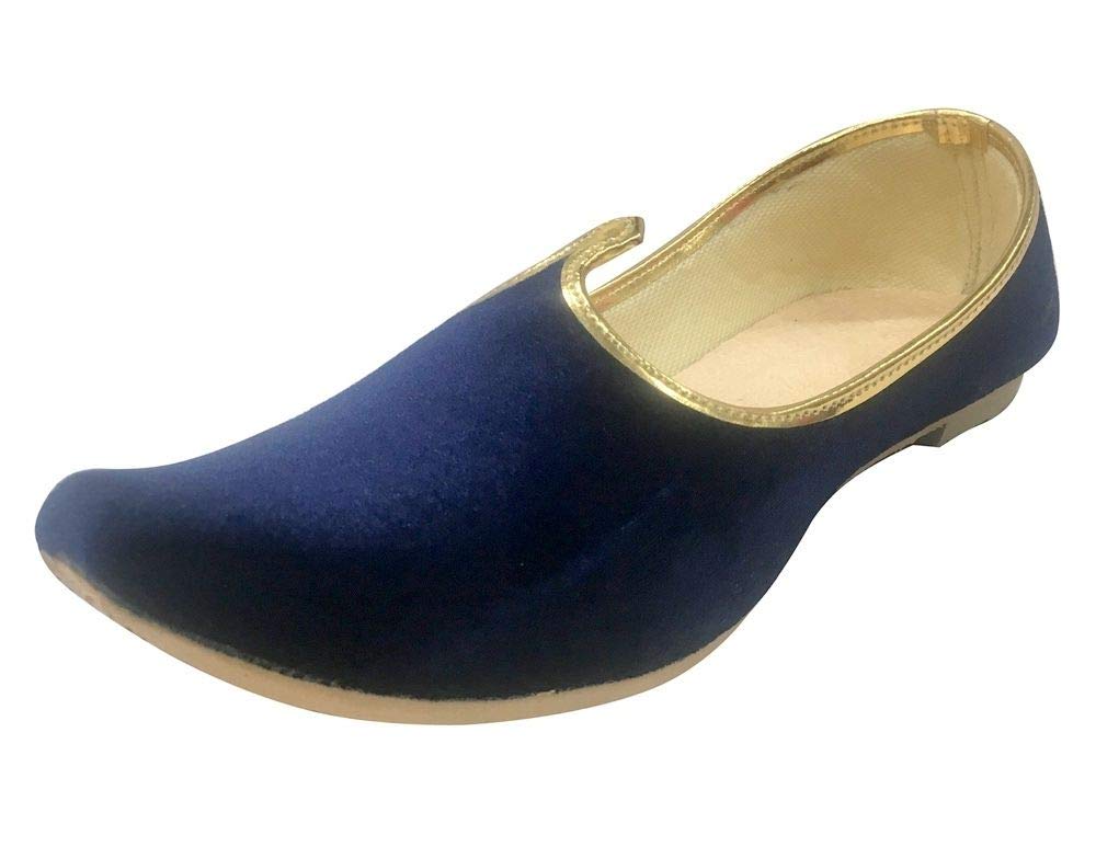 Step n Style Mens Blue Khussa Shoes Punjabi Jutti Ethnic Jutti Beaded Shoes Indian Shoes