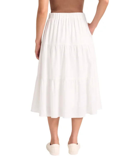 Matty M Women's Linen Blend Midi Skirt with Pockets (US, Alpha, X-Large, Regular, Regular, White)