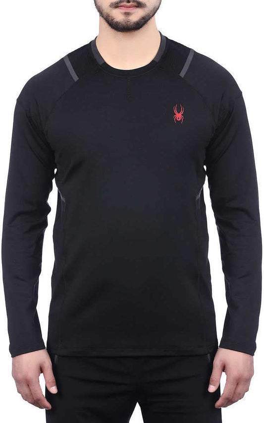 Spyder Mens Active Midweight Long Sleeve Baselayer Shirt (Large, Blazing Black)