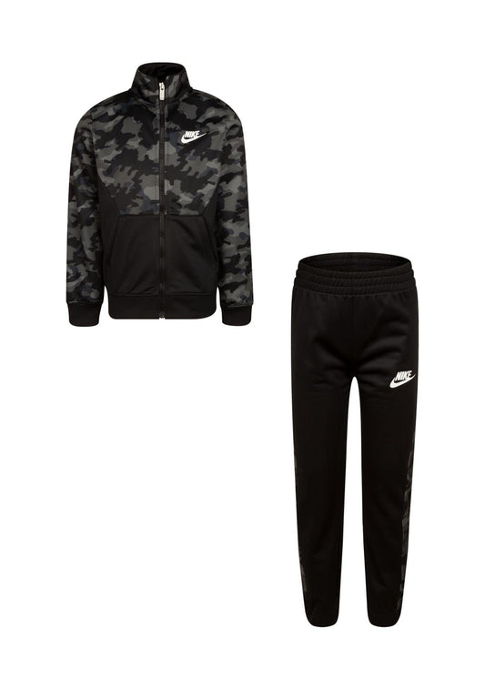 Nike Boy`s Therma Dri Fit Jacket & Pants 2 Piece Set (Black(76H109-023)/Camo, 7)