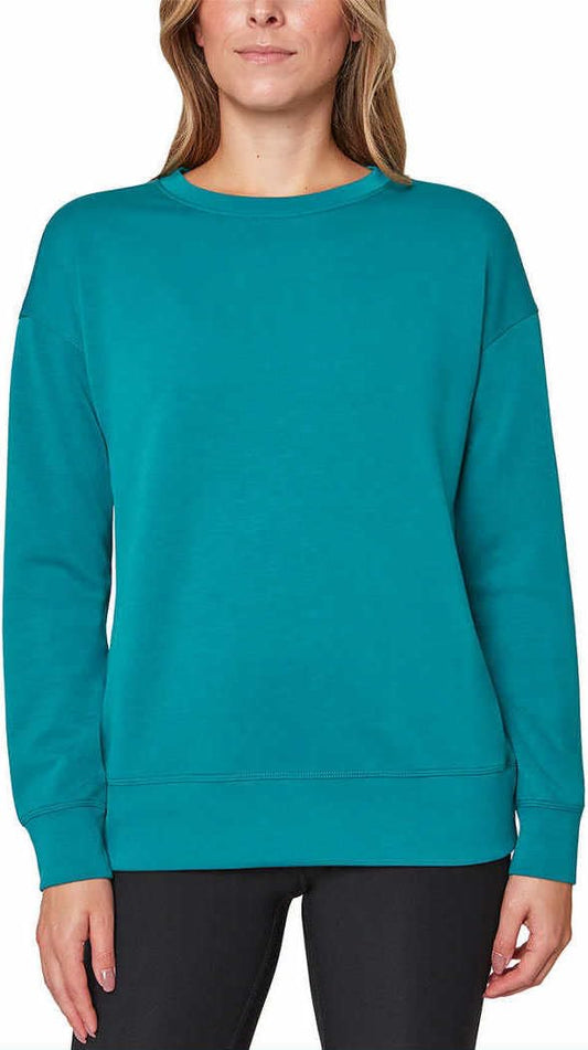 Mondetta Womens Midweight Long Sleeve Crewneck Scuba Sweatshirt (Small, Verdigris)