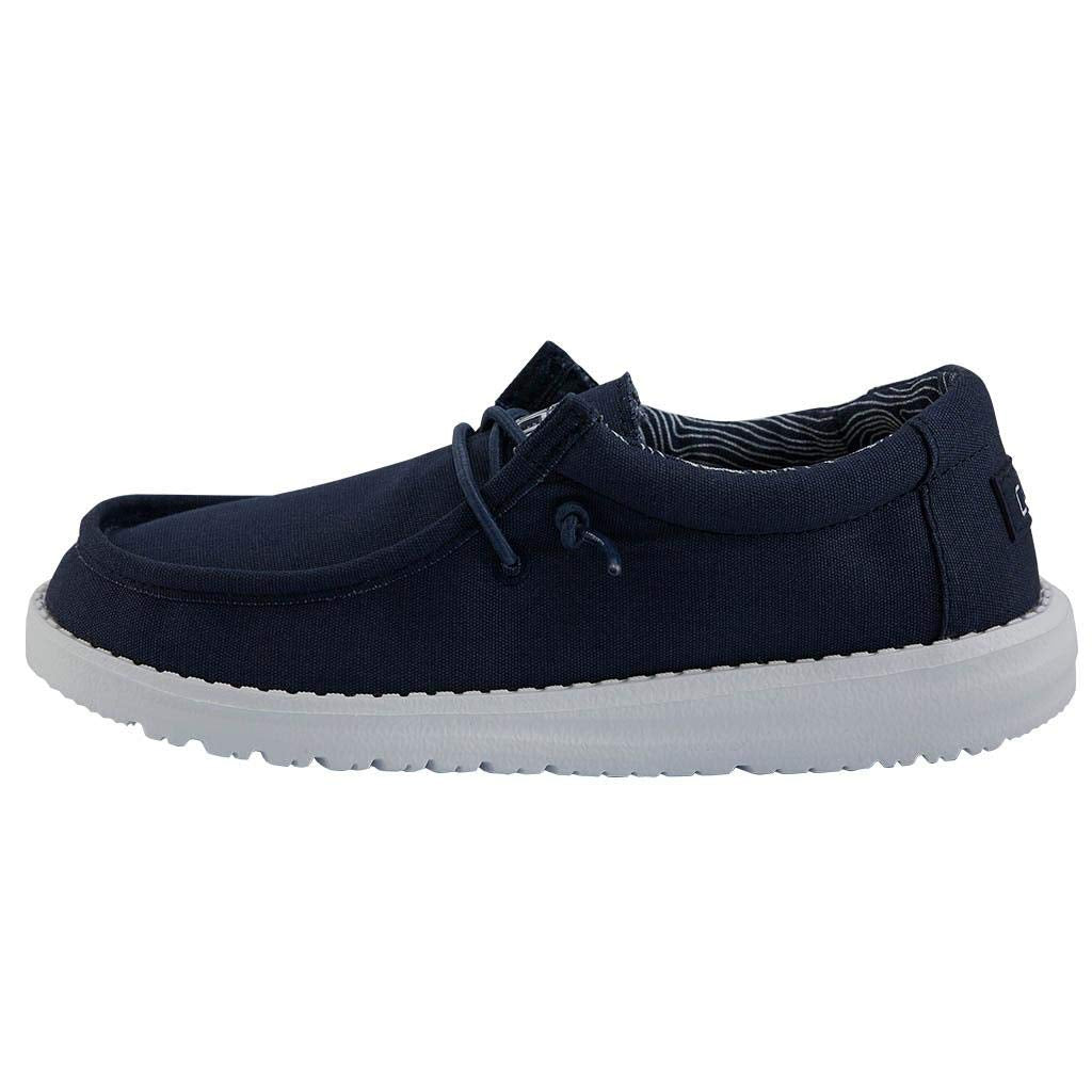HEYDUDE Boy's Wally Youth Multiple Colors | Boys Shoes | Boy's Lace Up Loafers | Comfortable & Light-Weight Navy