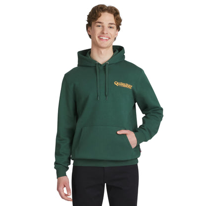 Quiksilver Men's Regular Fit Super Soft Fleece Midweight Pullover Hooded Sweatshirt, Green Topiary, X-Large