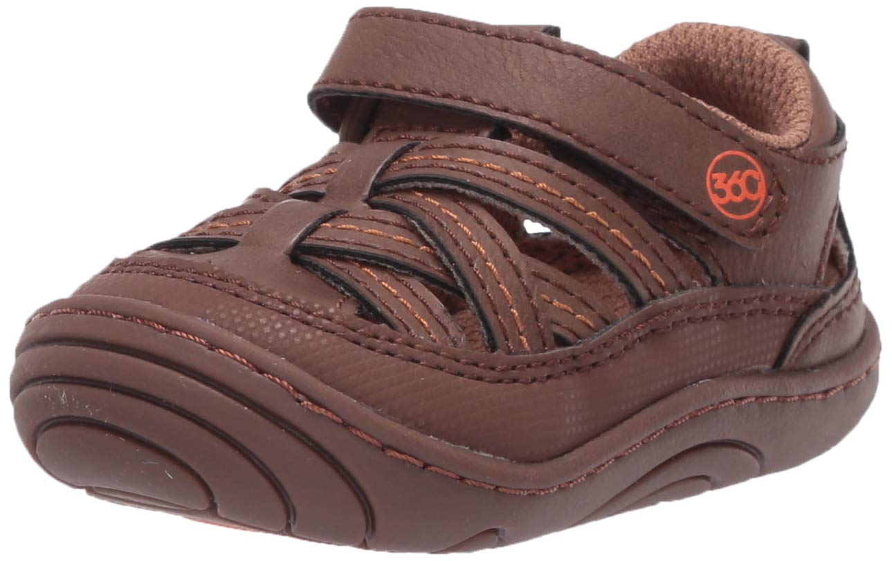 Stride Rite 360 Boy's AMOS Dual Width Insole Sandal Brown, 4 M US Big Kid