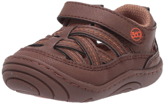 Stride Rite 360 Boy's AMOS Dual Width Insole Sandal Brown, 4 M US Big Kid