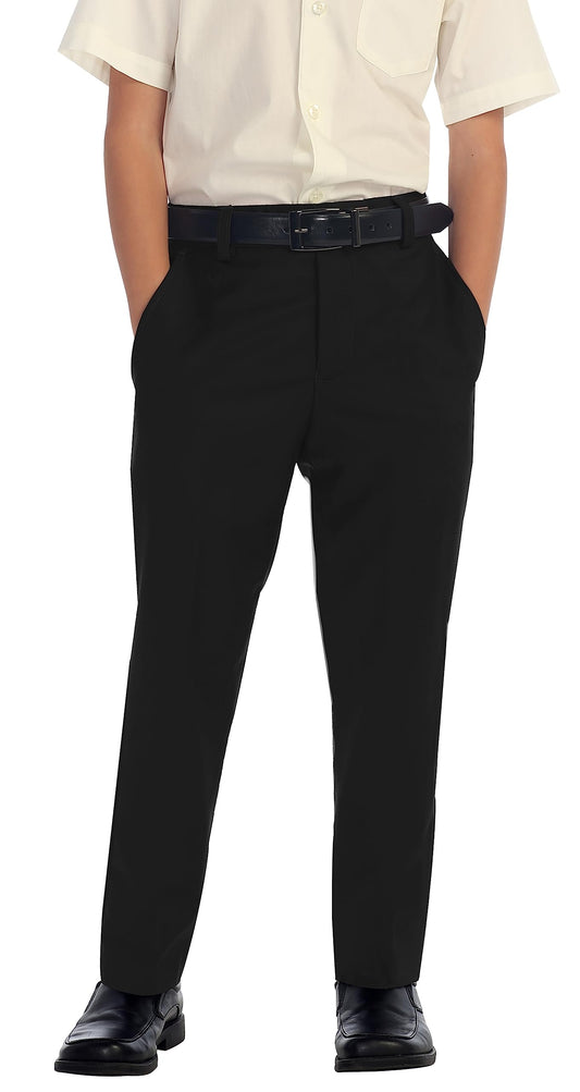 Gioberti Boys Flat Front Dress Pants, Black, 14