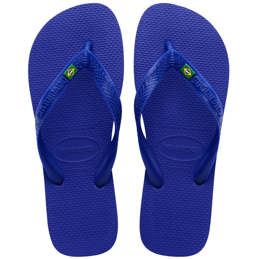 Havaianas Women's Brazil Logo Flip Flops - Women's Sandals for Swimming Pools - Marine Blue, 11/12W - 9/10M