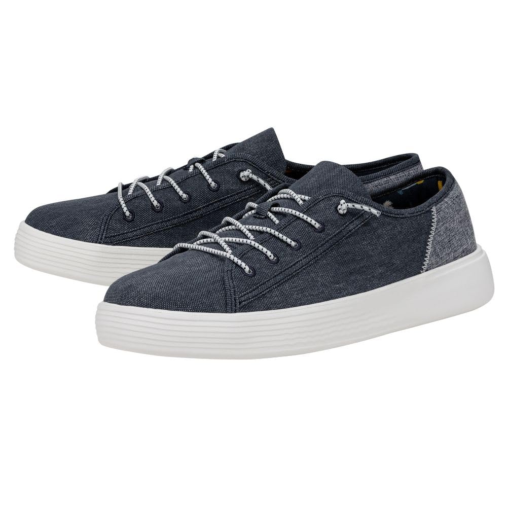 HEYDUDE Men's Cody Craft Slip On Sneaker, Navy Size 14 | Casual Textile Shoe with Elastic Laces & EVA Outsole