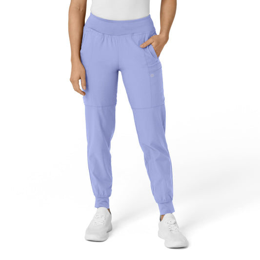 WINK W123 Women's Comfort Waist Cargo Jogger Scrub Pant, Ceil Blue, 2XS
