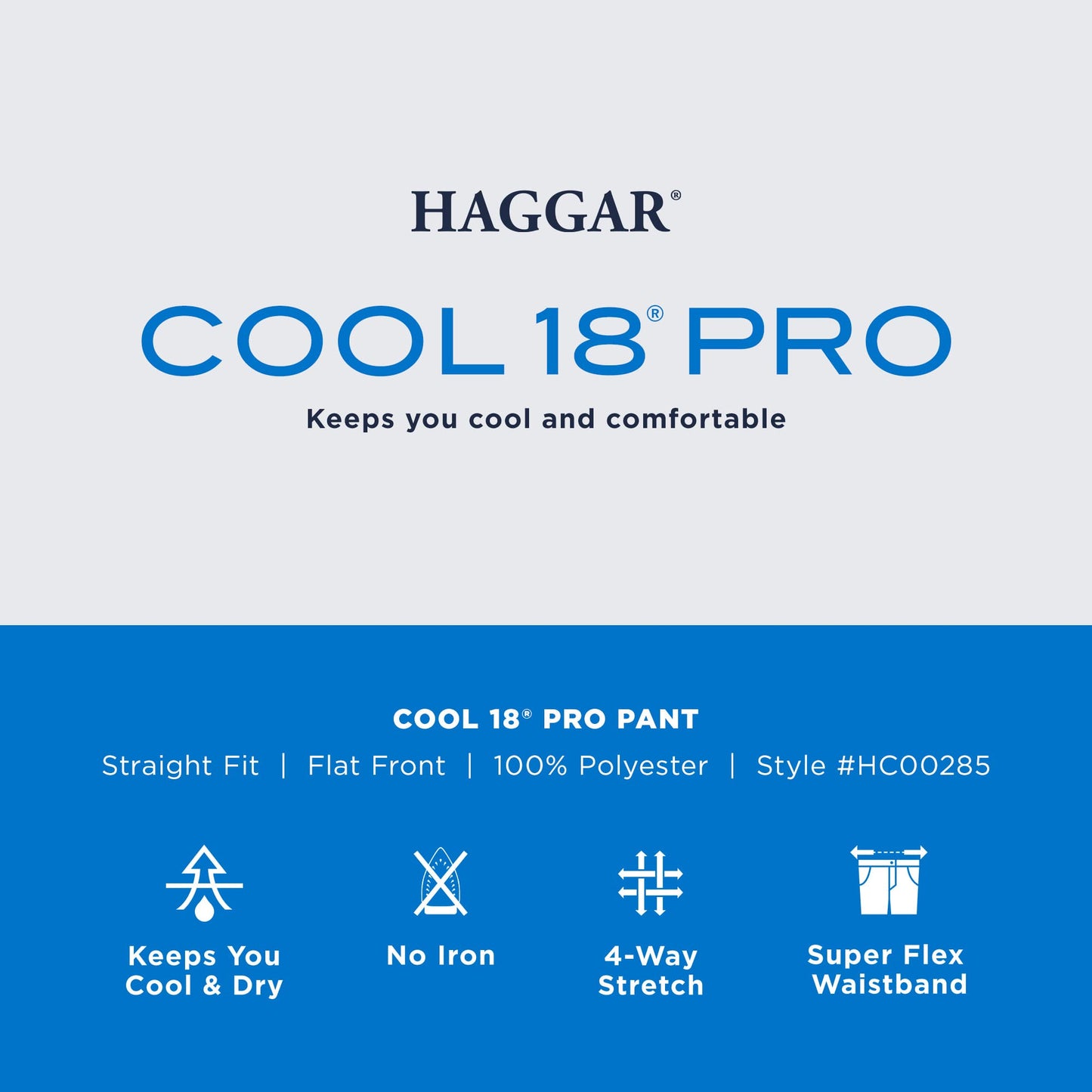 Haggar Men's Cool 18 Pro Slim Fit Flat Front Casual Pant, Navy, 38W x 30L