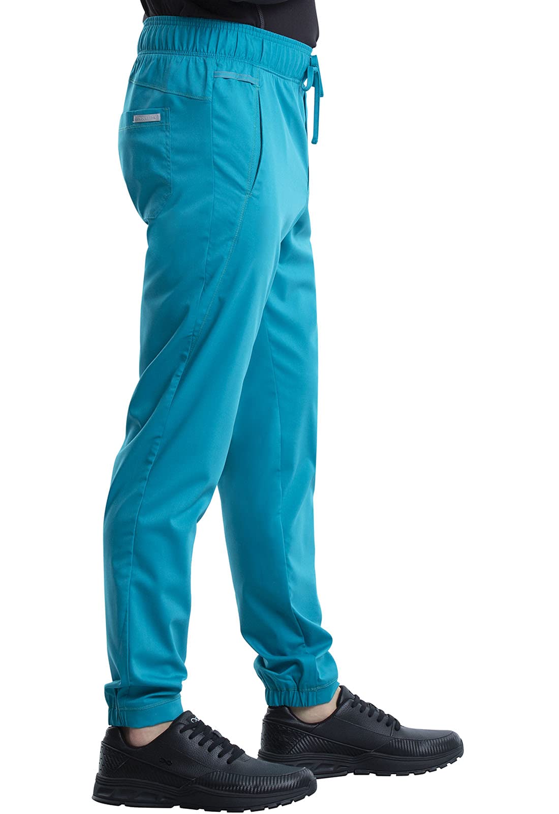 Cherokee Men Scrubs Pant Natural Rise Jogger with Zip Cargo Pocket WW012T, L Tall, Teal Blue