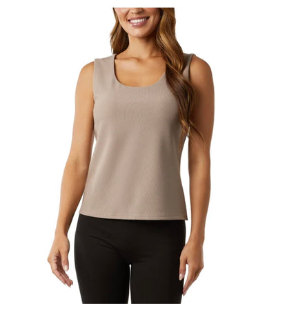 32 Degrees Cool Women's Ribbed Tank Top with Built in Bra (US, Alpha, Small, Regular, Regular, Taupe)
