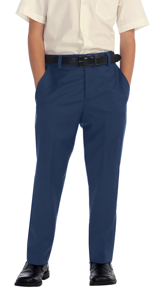 Gioberti Boys Flat Front Dress Pants, Royal Blue, 10