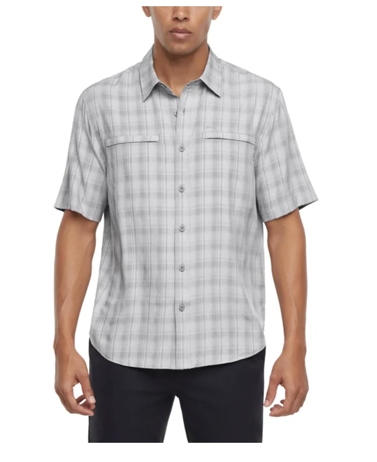 Orvis Men's UPF 30+ Quick Dry Moisture Wicking Button Up Short Sleeve Woven Tech Shirt with Pockets (US, Alpha, Medium, Regular, Regular, Gray)