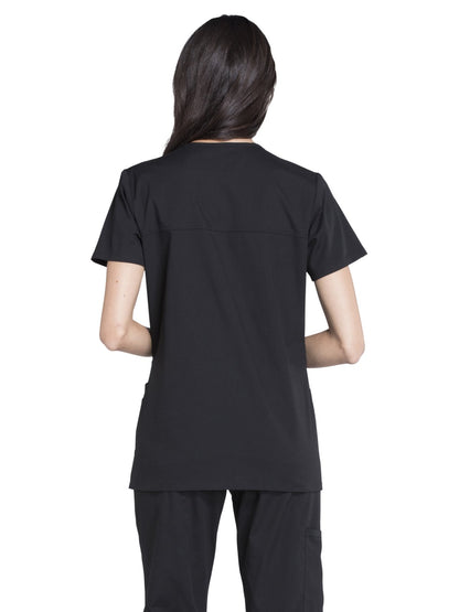 Cherokee Women Scrubs Top Workwear Professionals Mock Wrap WW655, M, Black