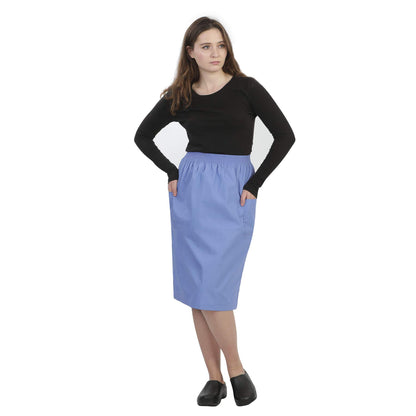MAZEL UNIFORMS Womens A-LINE Scrub Skirt with Cargo Pockets and Elastic Waist Size X Large Ceil Blue