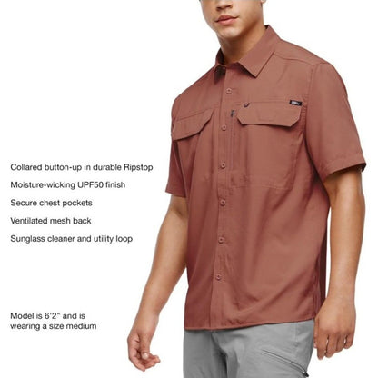 Eddie Bauer Men's Short Sleeve Woven Tech Shirt (US, Alpha, XX-Large, Regular, Regular, Red)