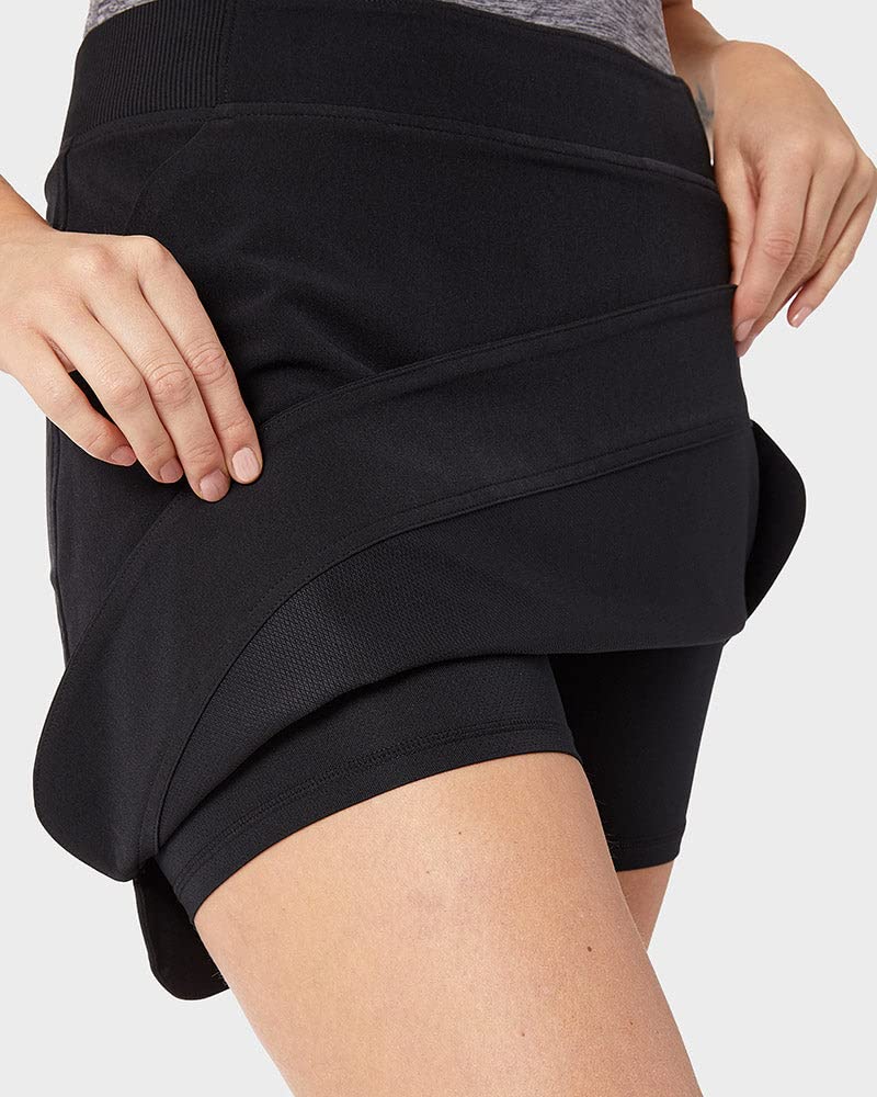 32 Degrees Cool Women's Stretch Woven Skort | Slip-On | Elastic Waistband | Office | Tennis | Golf, Black, Large
