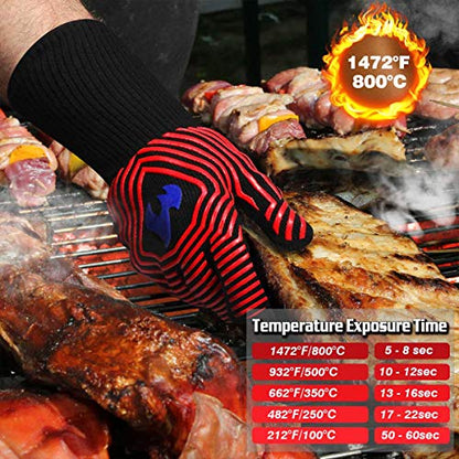 N/P Cmzailt BBQ Gloves 1472℉ Extreme Heat Resistant Food Grade Kitchen Fireproof Grill Gloves,Silicone Non-Slip Insulated Oven Mitts Universal Size for Cooking,Baking,Barbecue,Frying,Welding,Cutting