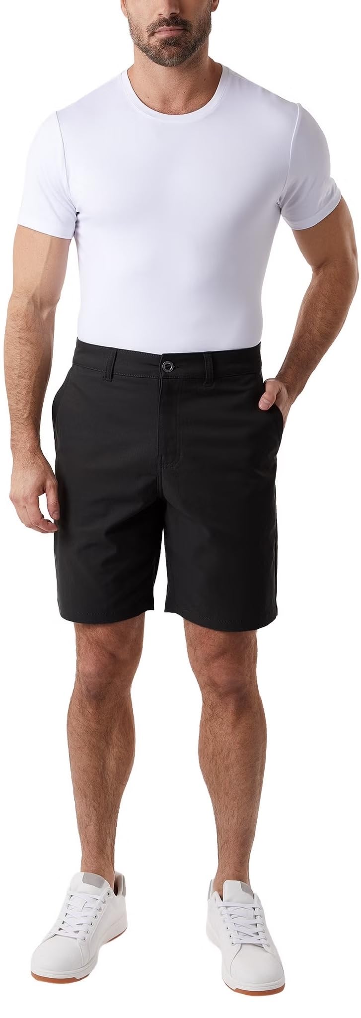 32 Degrees Cool Men's Stretch Canvas Chino Short (US, Waist, 40, Regular, Black, 40)