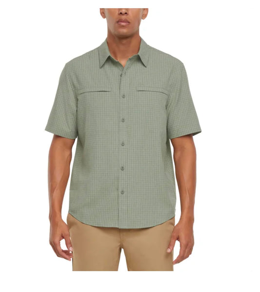 Orvis Men's UPF 30+ Quick Dry Moisture Wicking Button Up Short Sleeve Woven Tech Shirt with Pockets (US, Alpha, Medium, Regular, Regular, Green)