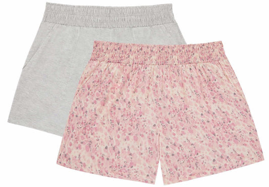 Jane and Bleecker 2 Pack Lightweight Lounge Sleep Shorts (Heather Gray/Pink Floral, Small)