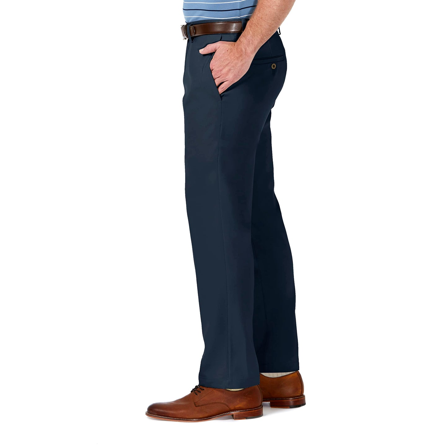 Haggar Men's Cool 18 Pro Slim Fit Flat Front Casual Pant, Navy, 38W x 30L