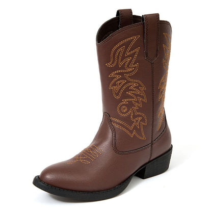Deer Stags Boy's Ranch Western Boot, Dark Brown, 6 M Big Kid