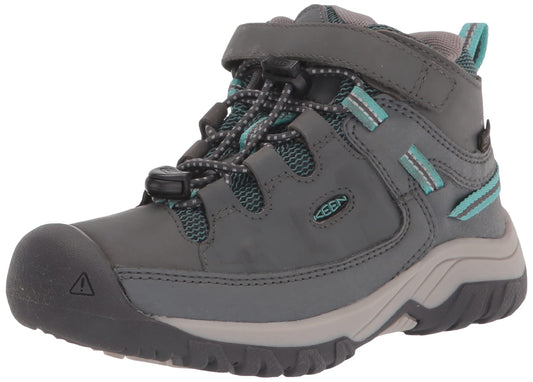 KEEN Little Kid's Targhee Mid Height Waterproof Hiking Boots, Steel Grey/Porcelain, 8 LK (Little Kid's) US