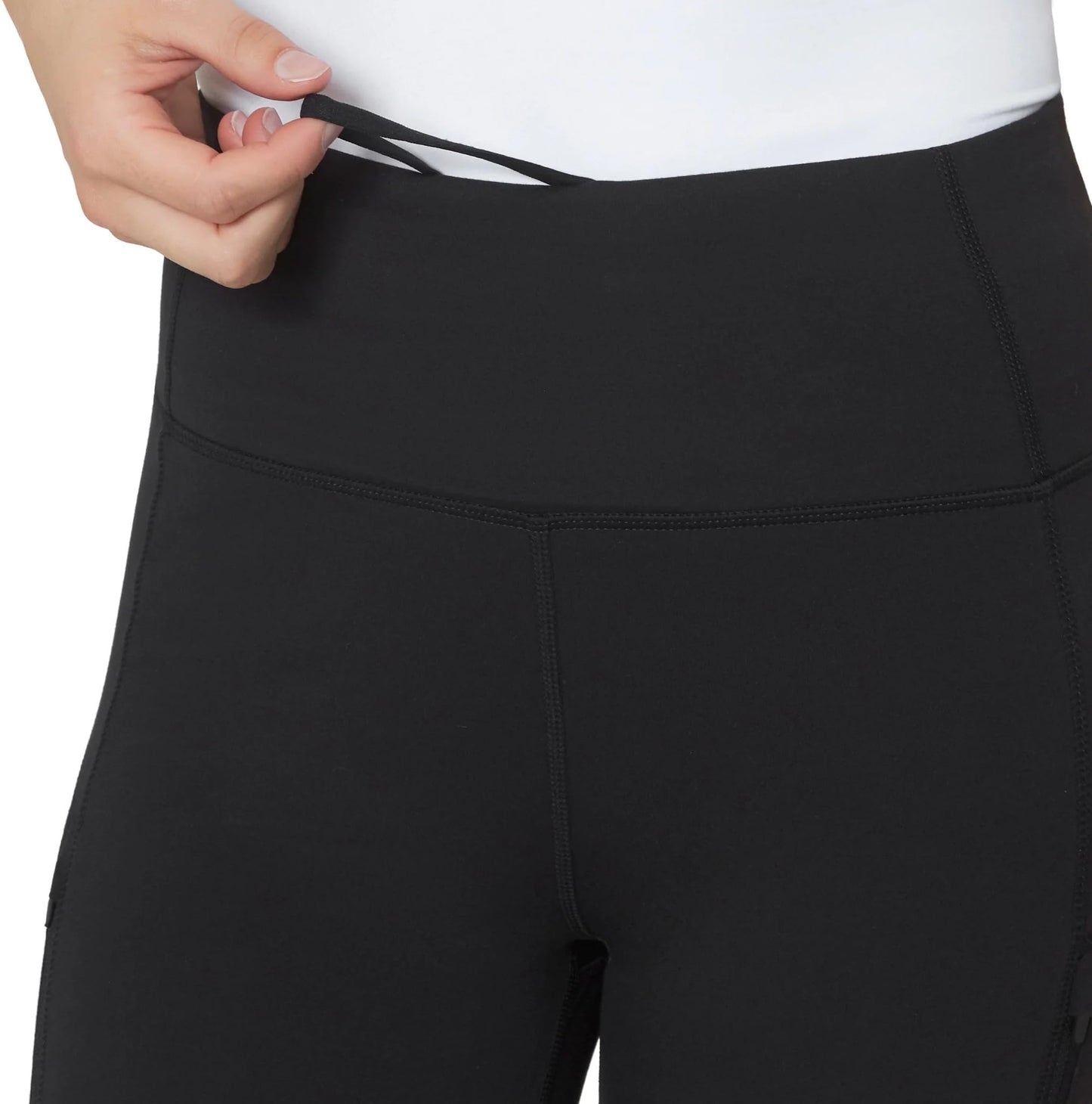 Mondetta World Outfitter Women's Moisture Wicking Cropped Legging Pant with Side Zip Pockets (US, Alpha, X-Large, Regular, Regular, Black)