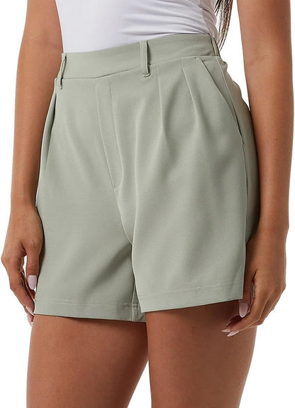 32 Degrees Women's Pleated Shorts (US, Alpha, Small, Regular, Regular, Green)