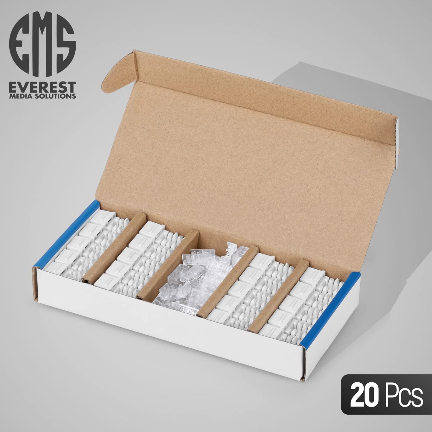 Everest Media Solutions 90� Angled CAT6 Keystone Jack in White - Slim Profile RJ45 Female Connector - Compatible with 90� Angled Speed Termination Tool - easyJACK (B094WB91H3) - 20-Pack