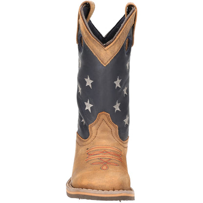 Smoky+Children%27s+Kid%27s+Stars+and+Stripes+Vintage+Brown+Leather+Western+Cowboy+Boot