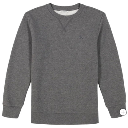 Calvin Klein Boys' Long Sleeve Logo Design French Terry Crewneck Tee (US, Alpha, Large, Regular, Grey)