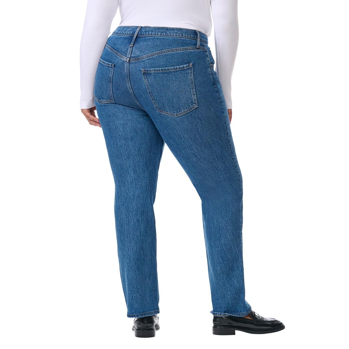 KIRKLAND Signature Women's High-Rise Straight Leg Jeans (US, Numeric, 6, Regular, Regular, Blue)