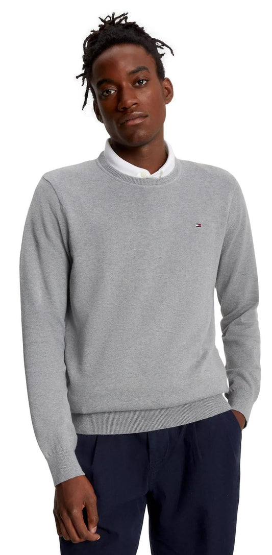 Tommy Hilfiger Mens Solid Crewneck Pullover Sweater, GreyHtr, S