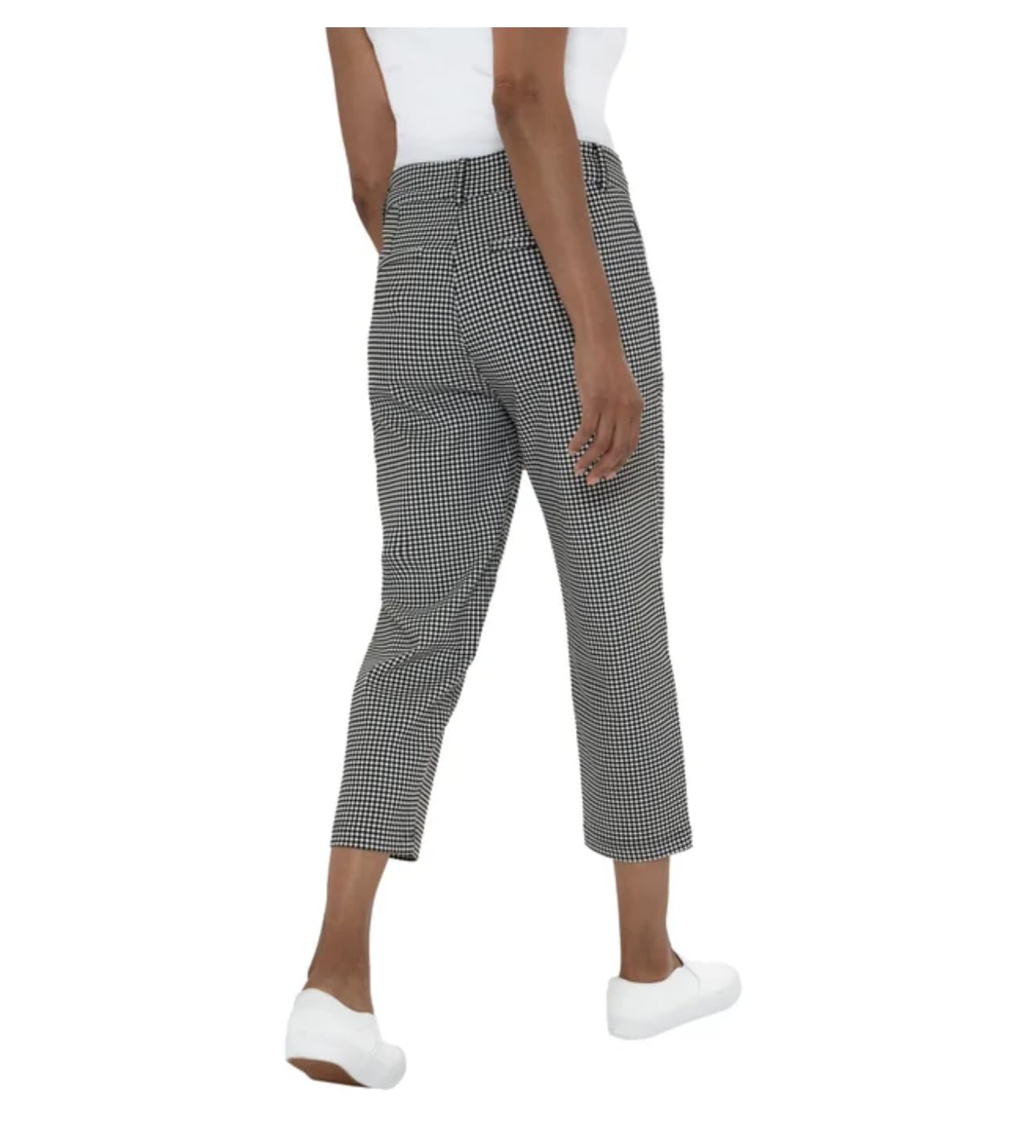 Mario Serrani Women's Slim Fit Pull On Capri Pant (US, Alpha, X-Large, Regular, Regular, Multi (Black/White Gingham))