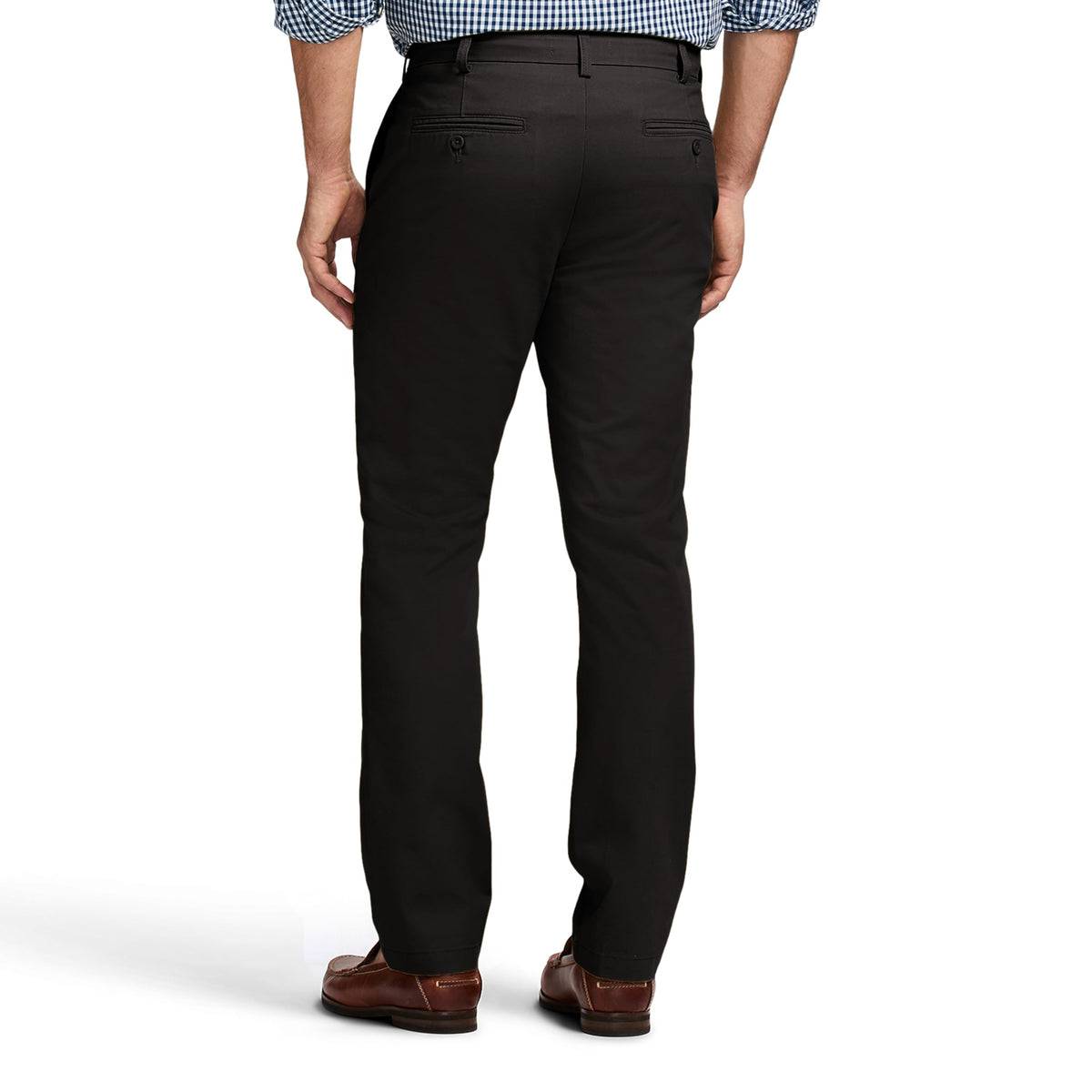 IZOD Men's American Chino Flat-Front Straight-Fit Pants, Black, 38W x 32L