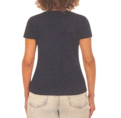 DKNY Women's Short Sleeve Crew Neck Organic Cotton Tee Shirt (US, Alpha, Large, Regular, Regular, Navy)