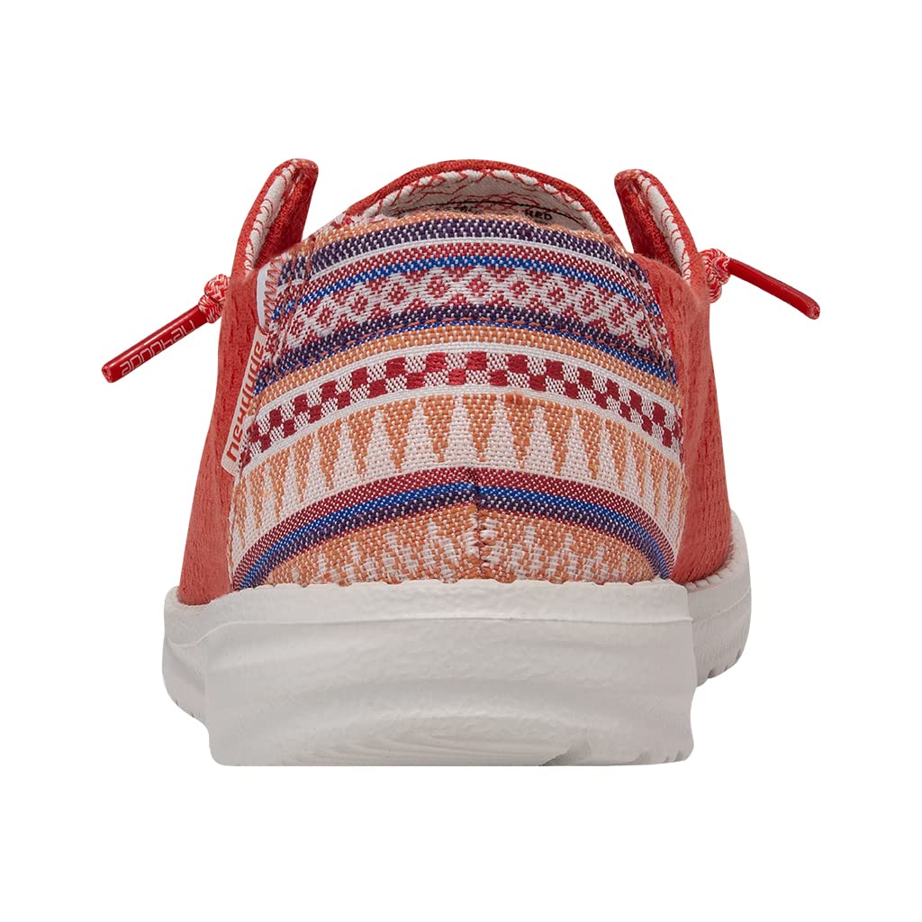 HEYDUDE Women's Wendy Aztec Red Size 11 | Women’s Shoes | Women’s Lace Up Loafers | Comfortable & Light-Weight
