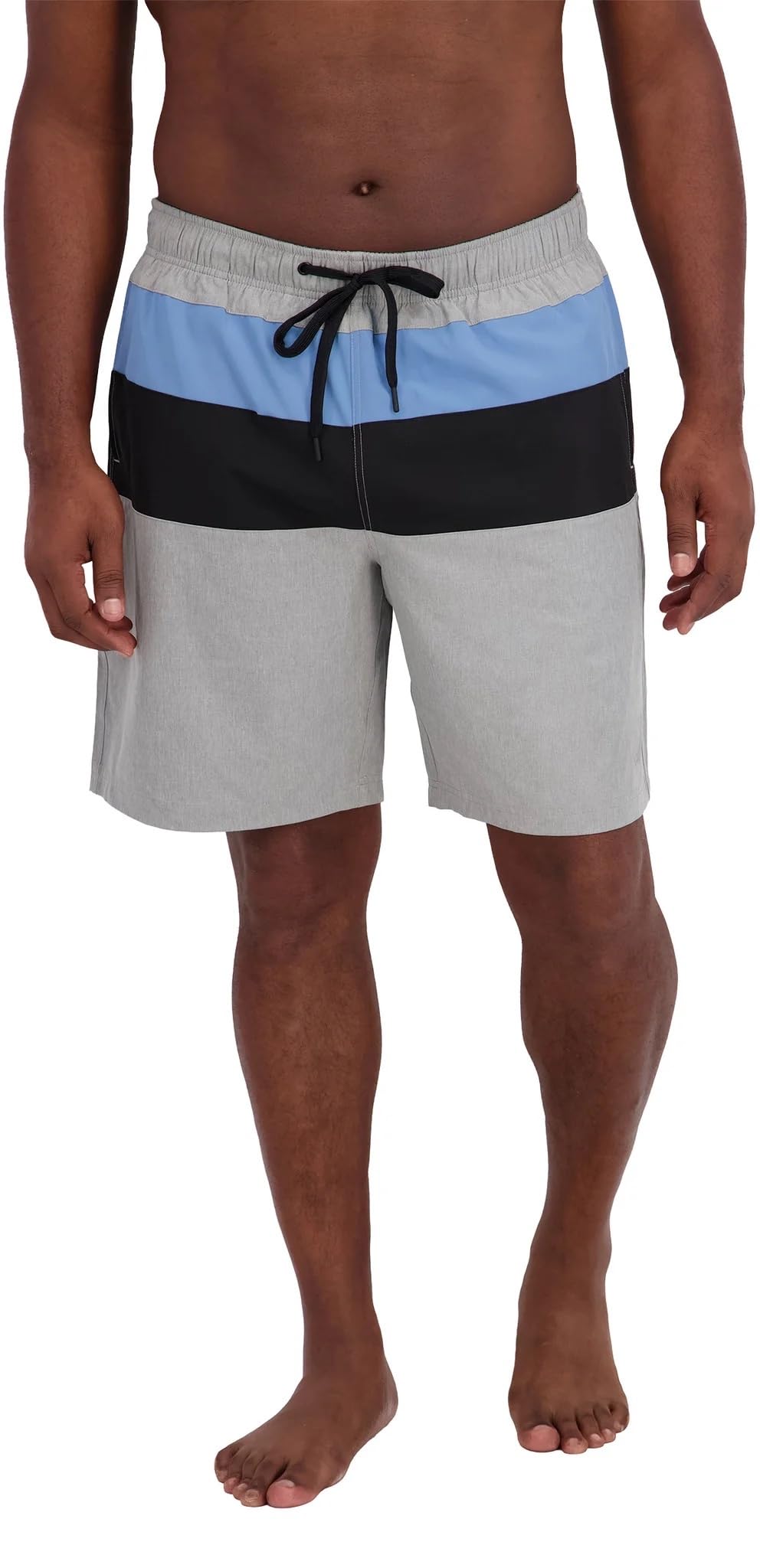 Nautica Mens Lightweight Quick Dry Swim Trunks (US, Alpha, XX-Large, Regular, Regular, Gray/Blue Colorblock)