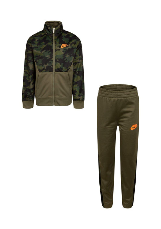 Nike Boy`s Therma Dri Fit Jacket & Pants 2 Piece Set Olive86H109-E6F)/Orange, 5