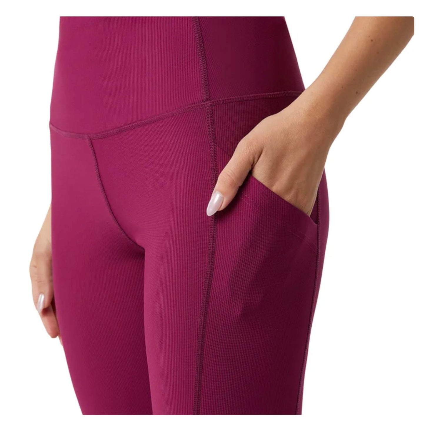 32 Degrees Cool Women's Ribbed Crop Legging Pant with Pockets (US, Alpha, X-Large, Regular, Regular, Purple (Magenta Purple))