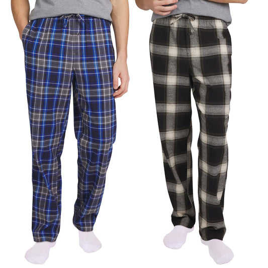 Eddie Bauer Men's 2 Pack Flannel Lounge Pajama Pants (Blue, Medium)