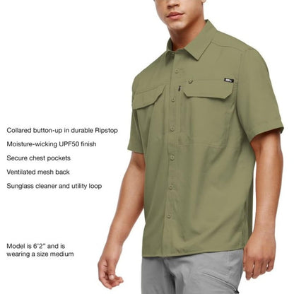 Eddie Bauer Men's Short Sleeve Woven Tech Shirt (US, Alpha, XX-Large, Regular, Regular, Green)