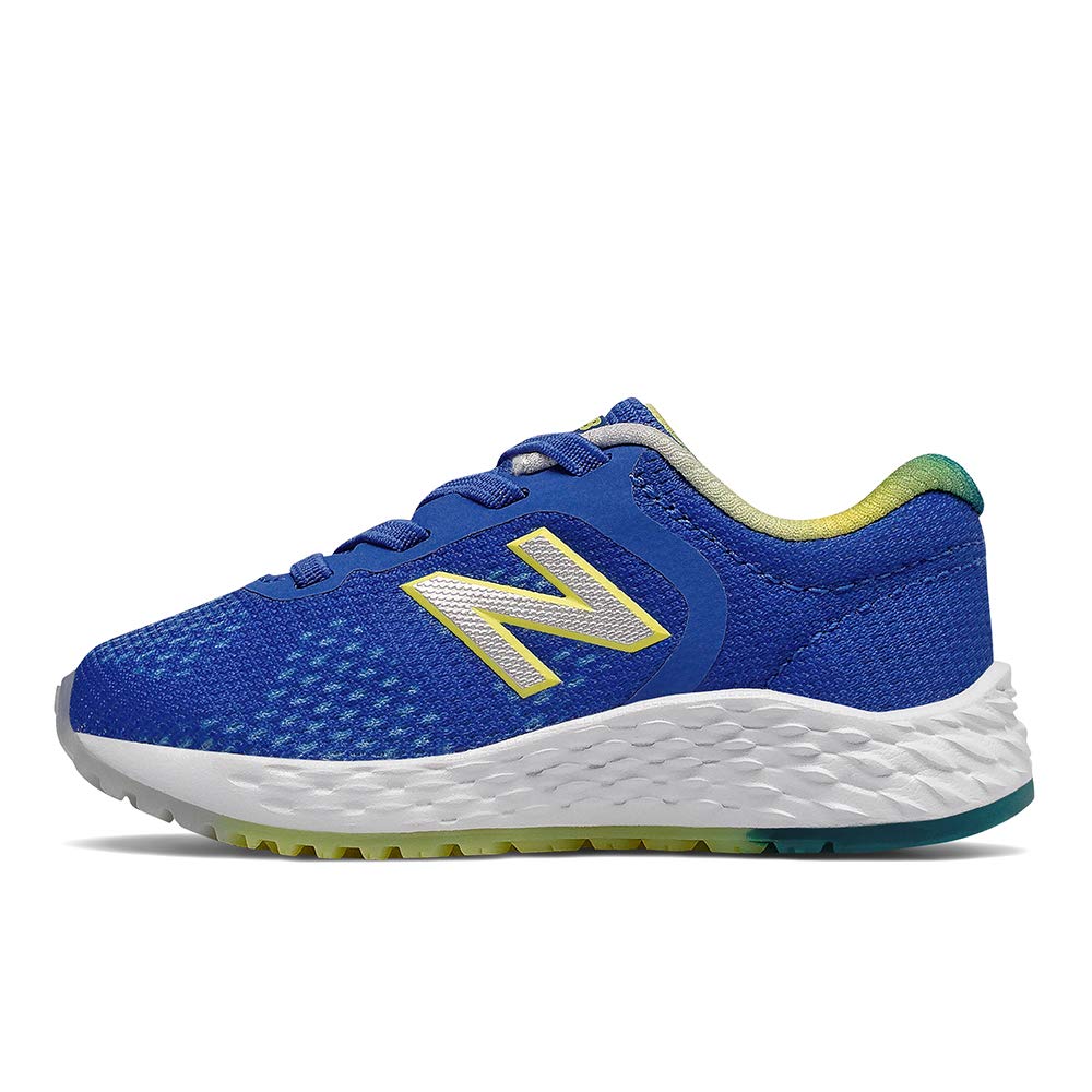 New Balance Kid's Fresh Foam Arishi V2 Bungee Running Shoe, Vivid Cobalt/Sulphur Yellow, 3 Wide Infant